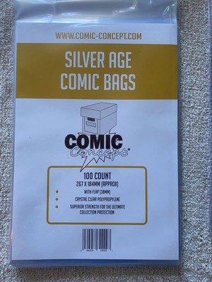 100 SILVER AGE Comic Bags 184 x 267 mm Crystal Clear