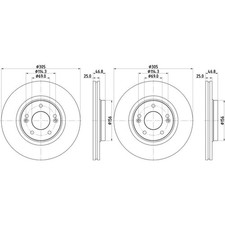 2x HELLA PAGID BREMSSCHEIBEN Ø305mm VORNE passend für HYUNDAI I30 KONA TUCSON KI
