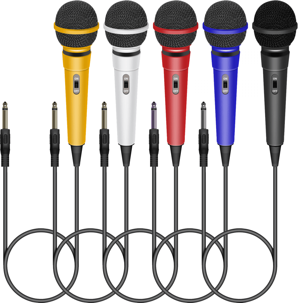 DJ Karaoke Singing Microphones In 5 Colours Dynamic Mic with Mono Jack Lead 2.8M