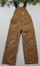Carhartt Kids Khaki Canvas Overalls Bib's Size M