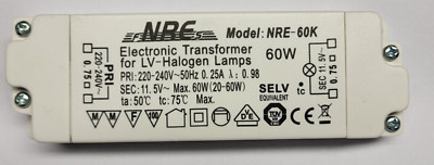 Ersatztrafo für NRE-60K 20-60 Watt LV-Halogentransformator 60VA Halogentrafo