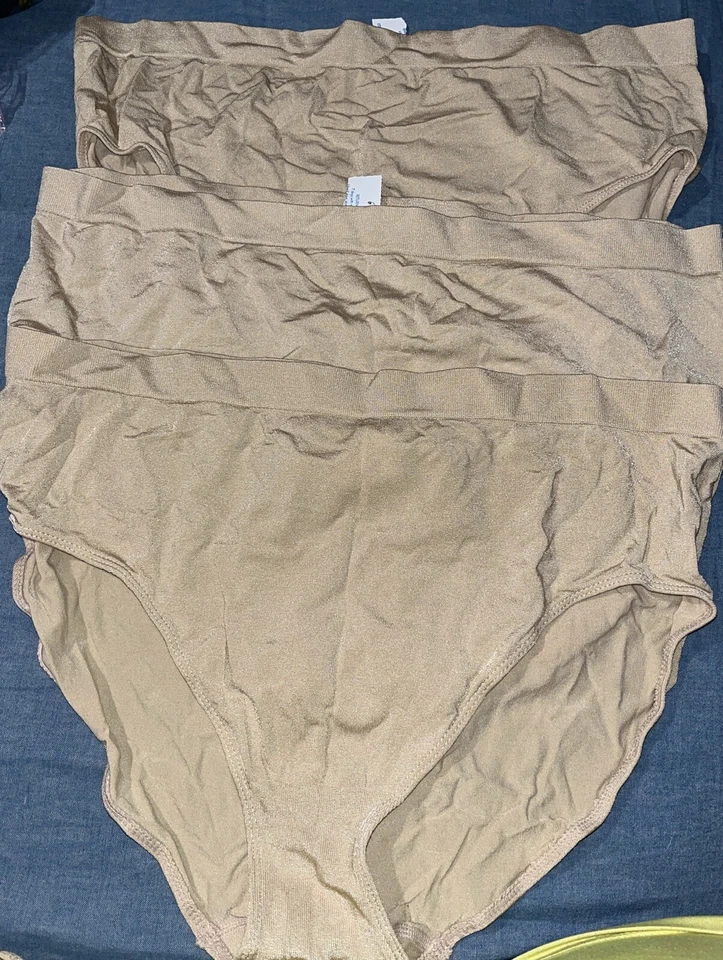 Paquete de 3 bragas negras fucsia para mujer sin costuras lisas talla grande beige 3X Foto 2 de 2