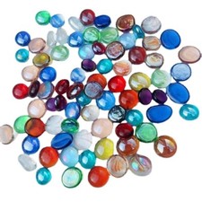 500g Mini Flat Stone Fish Tank Decor Transparent Glass Stones Ornament Colourful