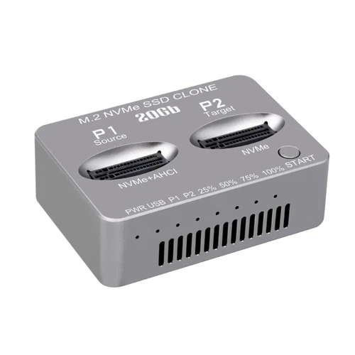 Double Bay M.2 NVMe USB3.2 20G SSD Docking Station For Offline Cloning
