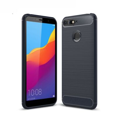 Huawei Honor 7A Case Carbon Fiber Optik Brushed Schutz Hülle Cover Bumper Blau