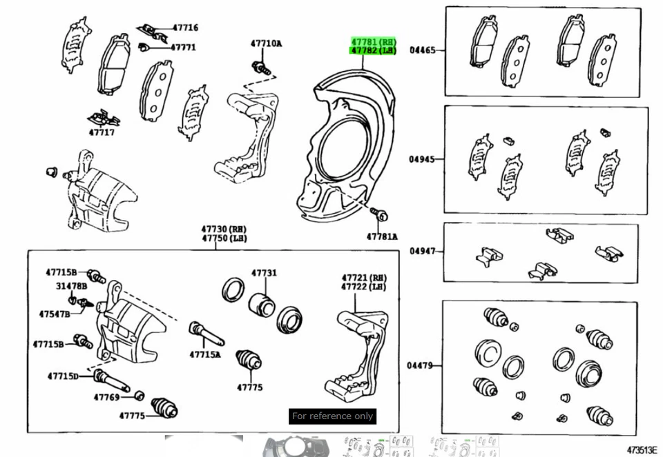 OEM CUBIERTA, POLVO DE FRENO DE DISCO, JUEGO R&L DELANTERO Toyota Lexus RX300 RX330 RX350 GSU35 Foto 4 de 4
