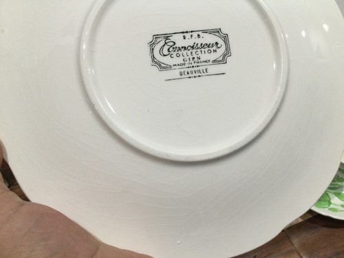 3 pc set(s) Gien France Connoisseur Deauville lunch plate 9.25' cup saucer green - Picture 19 of 23
