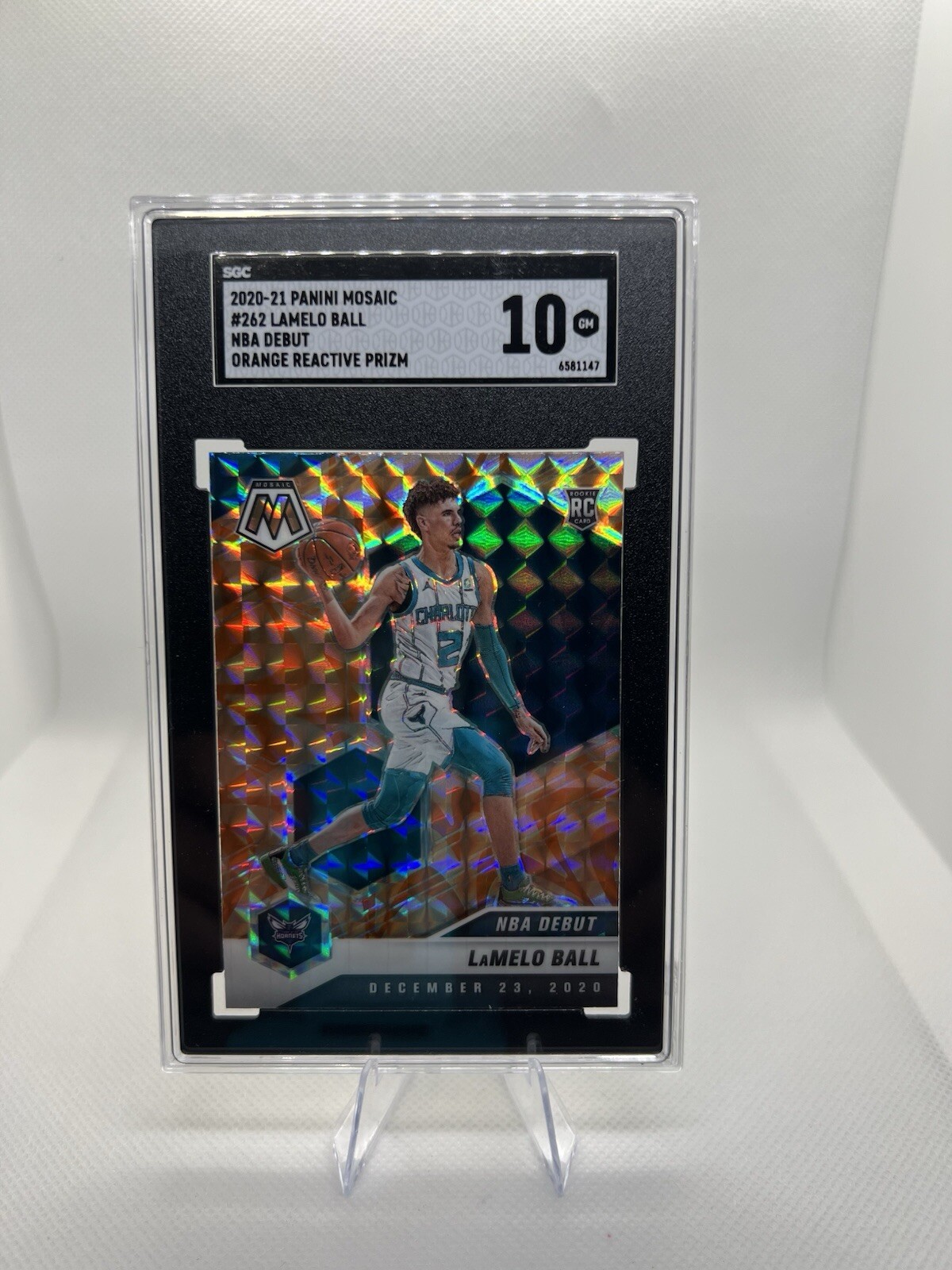 2020 Panini Mosaic NBA Debut Reactive Orange Prizm #262 LaMelo Ball (RC) SGC 10