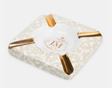 Javier Morales Large Ceramic Cigar Ashtray Indoor Outdoor White 4 Cigars Rests