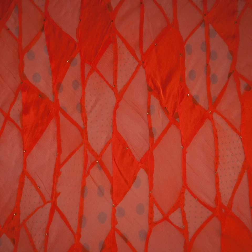Tissu Emanuel Ungaro pure soie de mûrier mousseline satin patchwork à pois - Photo 2/4