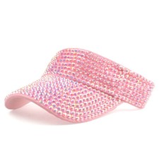 Gorra con visera de sol de diamantes de imitación lentejuelas brillantes brillantes mujeres sombrero de verano sol