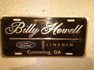 Billy Howell Ford License Plate
