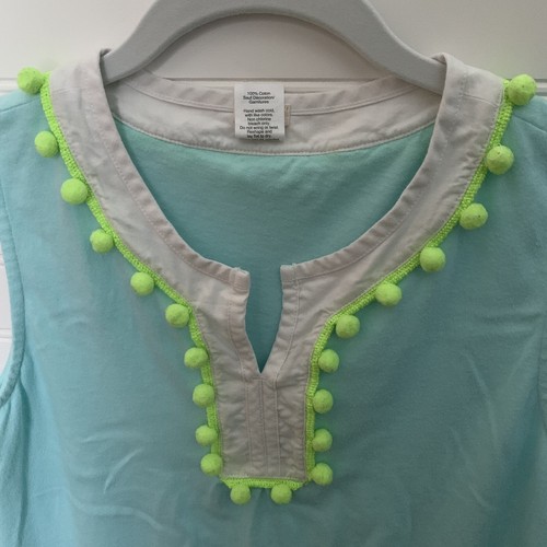 Girls Crewcuts Mint green tunic with Pompom Design Tunic shirt Sleeveless SZ 14 - Picture 3 of 8