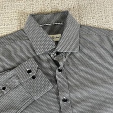 Robert Graham Men  s 16.5 42 Black White Geometric Diamond Print Button Up Shirt