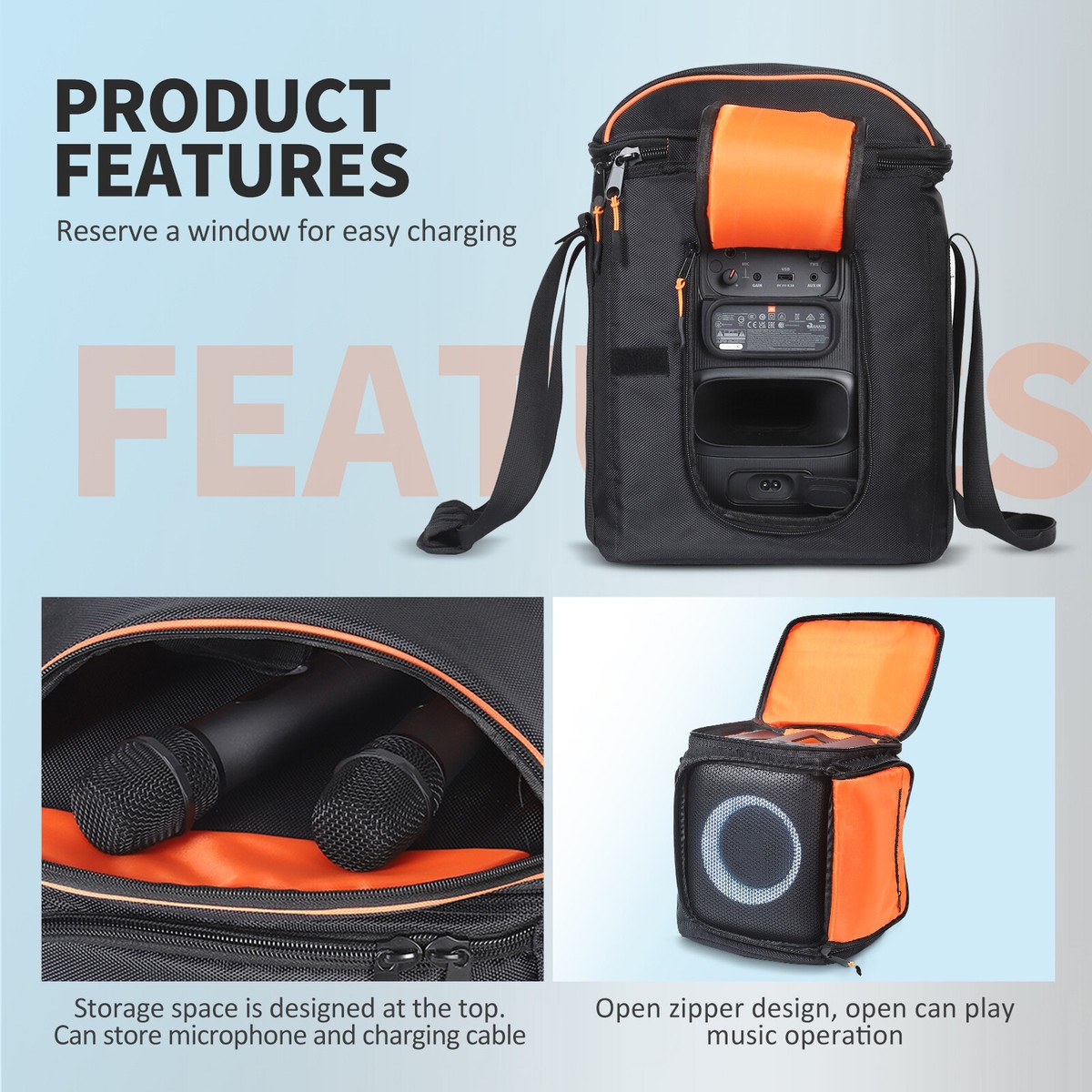 Housse De Transport Pour Enceinte JBL PARTYBOX Encore 2 / Encore Essential / Encore – Sacoche étanche Avec Bandoulière – Noir