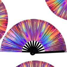 Boots on The Ground Fan,Large Holographic Folding Hand Fan, Clap Fans For Lin...