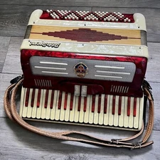 Silvio Soprani Recanati Piano Accordion 120 Bass 41 Treble Ivory/Red EXCELLENT