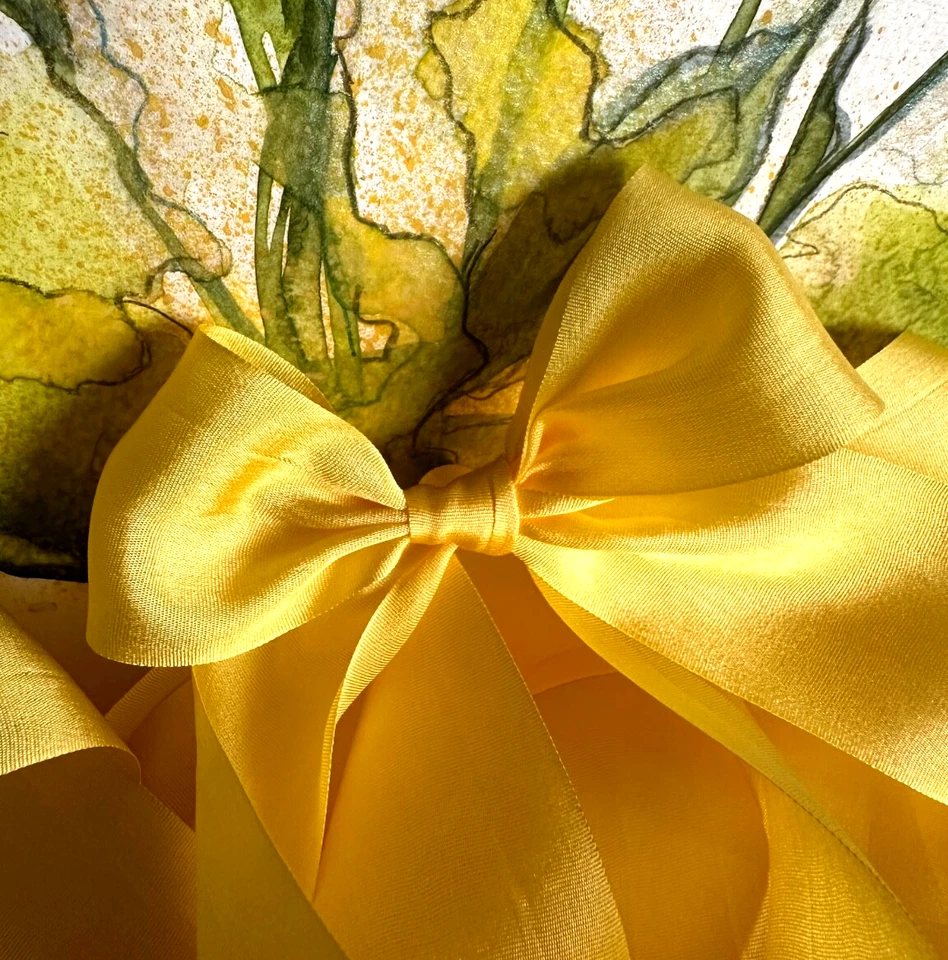 Cinta de seda REAL 6 yardas 1,25" AMARILLO CANARIO seda, limón, hágalo usted mismo, ver video ahora Foto 2 de 4