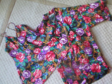 2 PC Vintage Womens Robe/ Gown Val Mode Lingerie Made in USA Colorful Medium