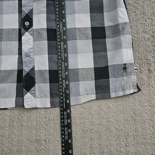 Smartwool (Mens Large) Button Up Short Sleeve Shirt Plaid Gray Merino Wool - Picture 6 of 6