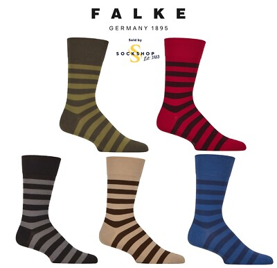 Men's Cotton Socks FALKE Sensitive London Mapped Line Patterned Soft 1 Pair Pack