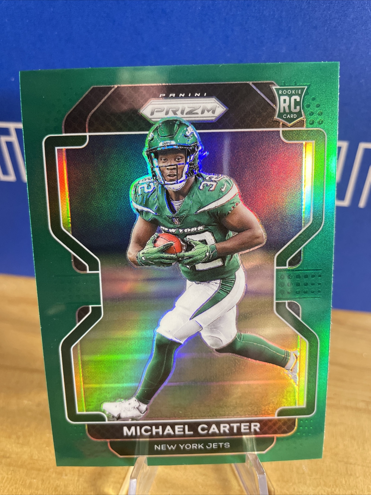 MICHAEL CARTER 2021 PRIZM RC GREEN PRIZM PARALLEL #365 NEW YORK JETS