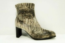 Sloppy Joe's Ladies Womens Pull On Beige Snake Print High Heel Stretch Boots 3-7