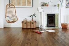SAMPLE: Engineered Oak Brown Sugar Lacquered Wood Flooring - 14x2.5x130x1100mm