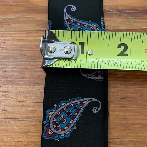 CAS Germany Black Paisley Suspenders Adjustable Y-Back Silk Leather - Picture 6 of 8