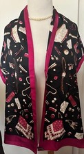 TALBOTS RECTANGULAR SCARF - NEW - PRETTY DESIGN - PINK, BLACK, BIEGE- STYLISH 