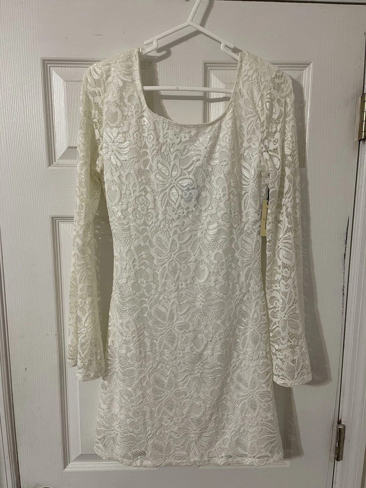 OFF WHITE LIBERTY LOVE bianco sporco abito in pizzo taglia M