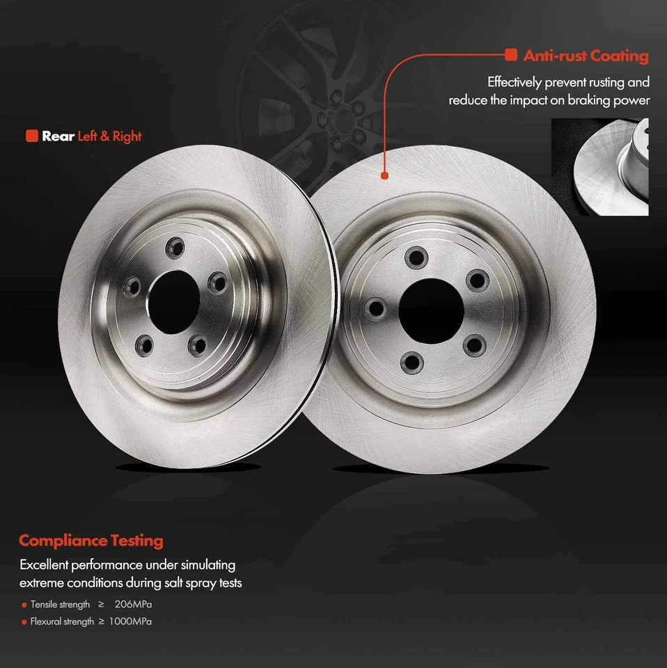 Rear Disc Brake Rotors & Ceramic Brake Pads for Jaguar S-Type XF XJ XJ8 XJR XK - Image 4 of 4