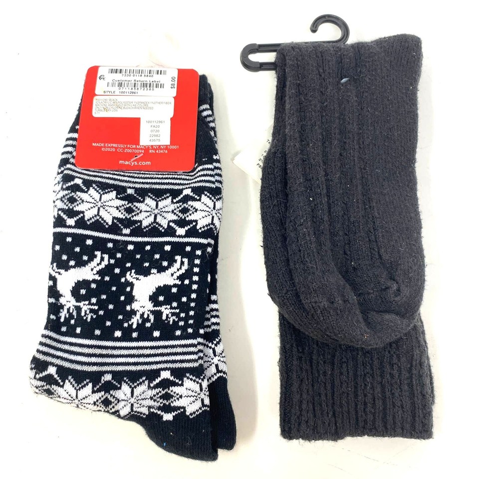 Black Thick Winter Holiday Fair Isle Socks New One Size Fits Most eBay