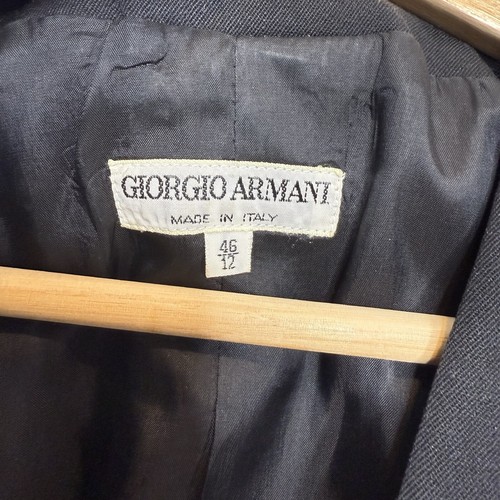 Chaqueta Blazer De Colección Giorgio Armani Lana Negra Para Mujer Talla 12 Botón Único Italia - Imagen 8 de 9