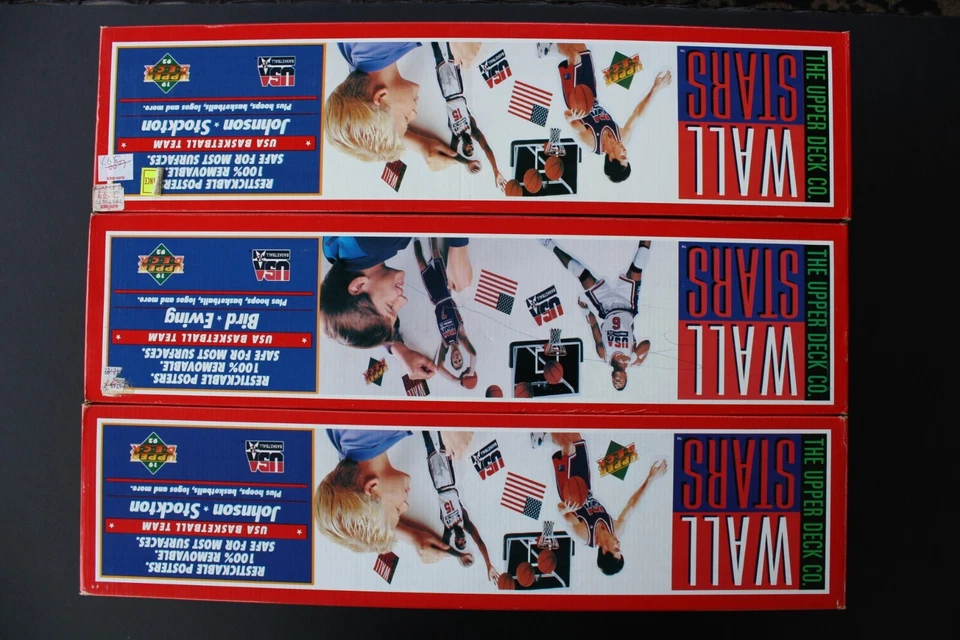 Lote/3 estrellas de pared del equipo de ensueño olímpico de EE. UU. Bird Ewing Magic Johnson Stockton Nuevo en caja Foto 3 de 4