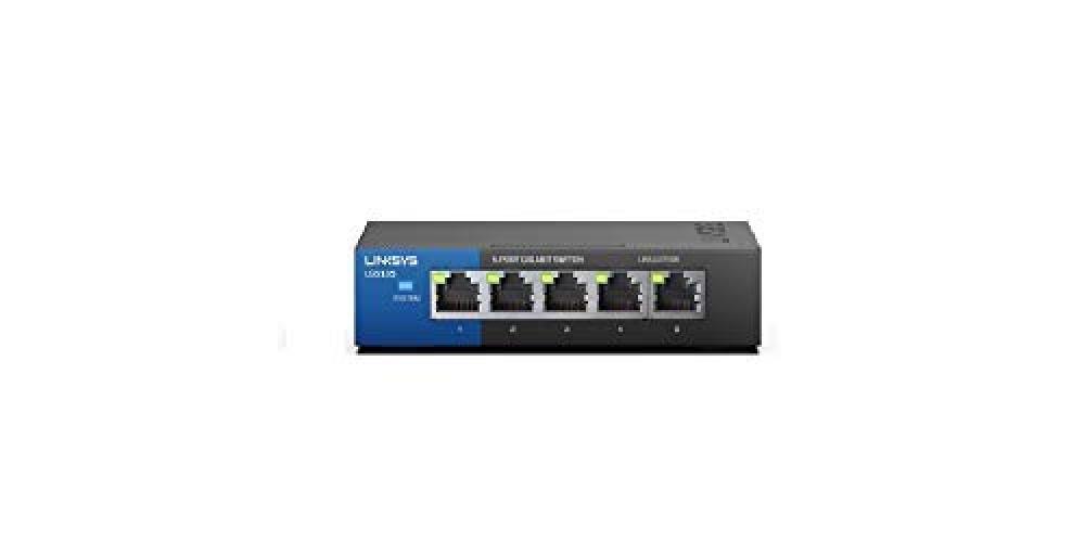 (TG. 5 Port) Linksys LGS105-EU Gigabit Unmanaged Switch a 5 Port, Velocit  fino