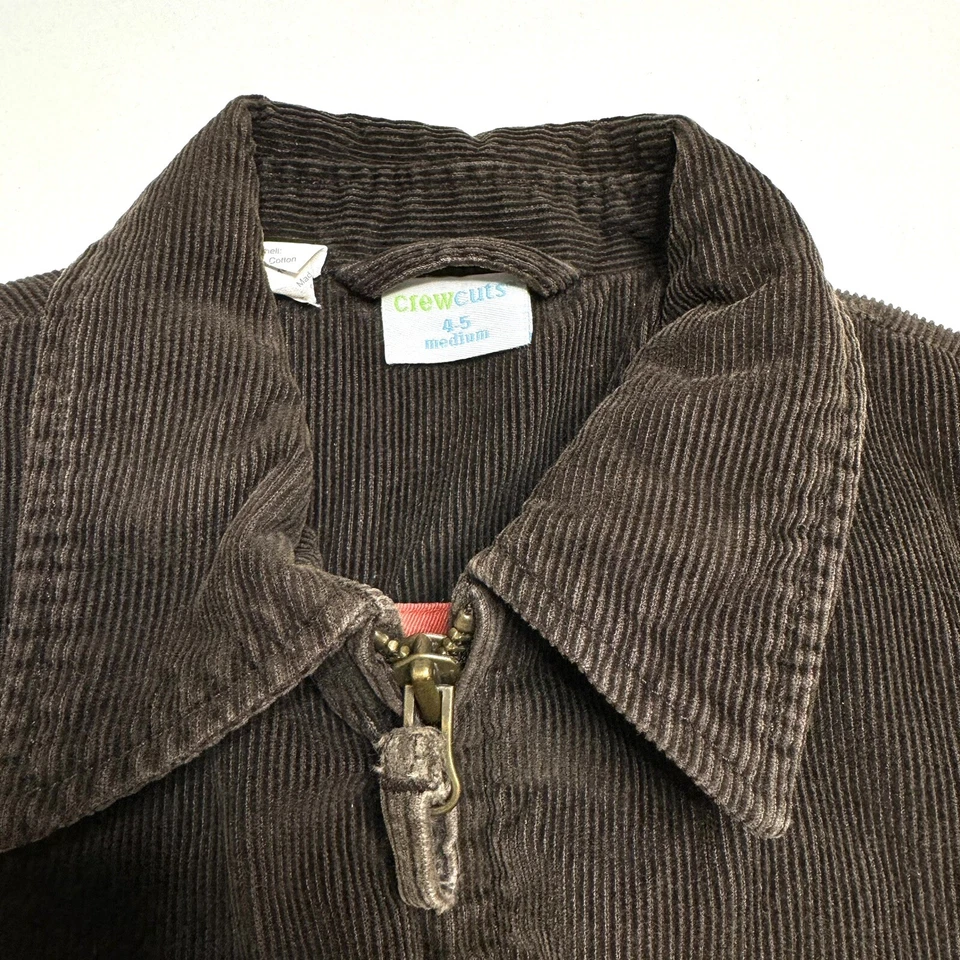 Chaqueta Crewcuts Niños Marrón Pana Cremallera Frontal Forrada Preppy Talla Mediana 4/5  Foto 4 de 4