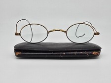 S.P.A. Brass Vintage Spectacles Edwardian Antique Eyeglasses Frame w/ Case 37mm