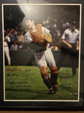 Thurman Munson Team Signed Photo - Framed w/ COA Reggie Jackson, Yogi Berra