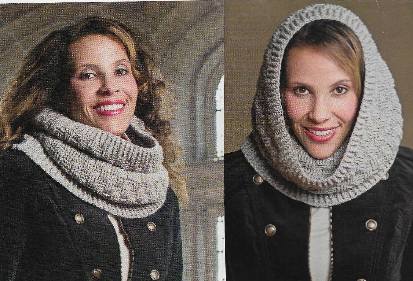 NORTHERN LIGHTS SNOOD HOODED SCARF 2 SIZES WOMEN'S CROCHET PATTERN INSTRUCTIONS