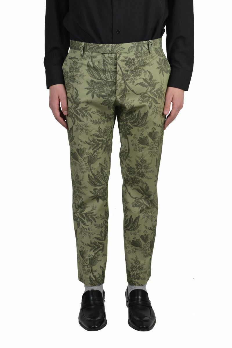 Мужские повседневные брюки Two Italian Boys FEFO зеленого цвета с цветочным рисунком Размер US 28 30 32 38