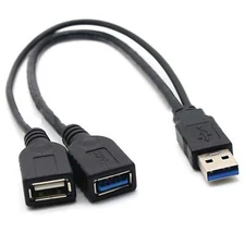 USB 3.0 Male To 2 USB Female Data Hub Power Adapter Y Splitter Charging Cable a