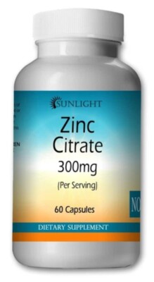 Zinc Citrate 300mg   Daily Mineral Caps   Clean Formula   Free & Fast ship