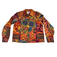 Coldwater Creek Multicolor Beaded Floral Cotton Jacket Blazer Medium