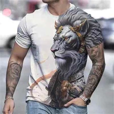 3d Men's Casual Slim Fit Lion Animal Graphic Fashion T-shirt -trendy and Stylish