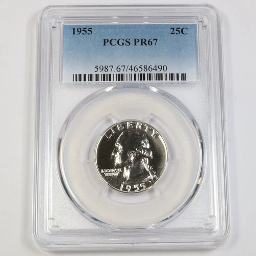 1955 P PCGS PR67 | SILVER Washington Quarter - 25c US Coin #43124A