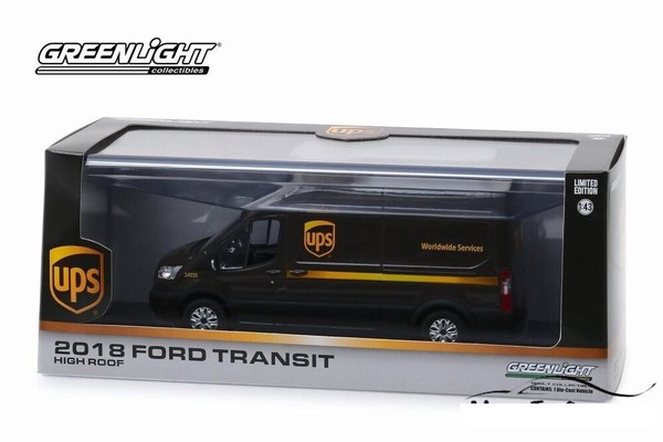 Ford Transit Lwb Hochdach 2018 Ups Schwarz Greenlight 86169 1:43 Schwarz Van-image