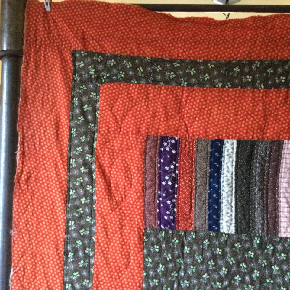 Vtg Mod Folk Art QUILT Victorian repro calico 100% cotton TO BIND/FINISH F/Q pop - Image 4 of 4