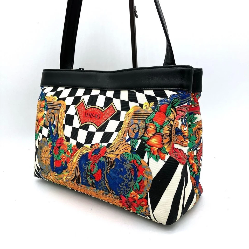 Gianni Versace Shoulder Bag Nylon Leather Black Multicolor Unisex Handbag - Image 2 of 4