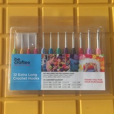 Be Craftee Pack Extra Long 12 Crochet Knitting Hooks - New